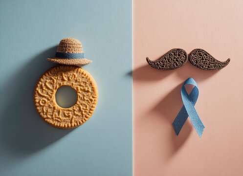 Whimsical resort-themed blue ribbon mustache and glasses accessory, a quirky and fun decorative element perfect for themed events, parties, or playful branding.