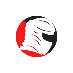 Ninja warrior icon. Simple black ninja head logo illustration design