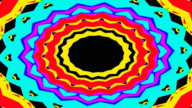 4k loop animation - Vibrant Abstract Kaleidoscope Burst, retro 90s, Y2K Design