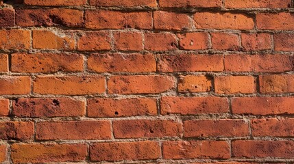 patina. Close-up of weathered red brick wall, warm tones and natural texture evoking rustic charm and history. real-estate listings.
