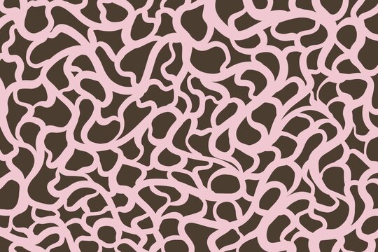 Fine pink maze pattern on dark background, abstract modern organic wallpaper