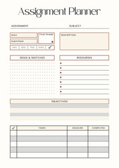 Clean and Minimalism Assignment Planner Template - 1