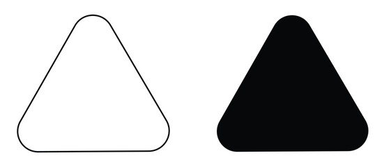 Rounded triangle shape vector  minimal black and white geometric design element, modern abstract icon for logo, symbol, or graphic user interface projects.