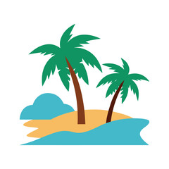 tropical beach with palm trees vector