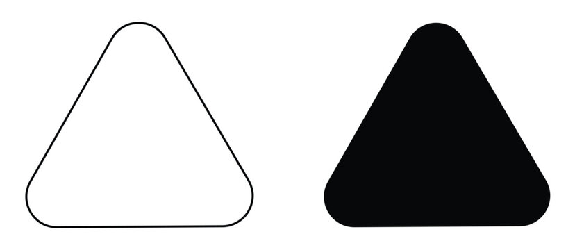 Rounded triangle shape vector  minimal black and white geometric design element, modern abstract icon for logo, symbol, or graphic user interface projects.