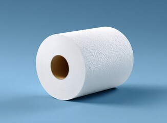 Fototapeta premium Crisp white toilet paper roll, a symbol of everyday necessity and hygiene, presented cleanly in isolation with a subtle artistic flourish, perfect for commercial use and modern design.