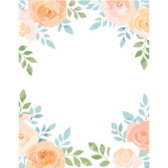 Vintage floral vector design featuring a decorative rose frame and border with green leaves and butterflies on a spring nature background for a summer art card or banner illustration