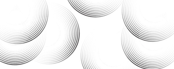 halftone dot abstract background. black circle lines pattern. Futuristic technology concept. Suit for cover, poster, banner, brochure, header, website