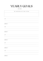 Yearly Goals Planner Template On Two Pages |  Elegant Minimalist Productivity Planner  - 1