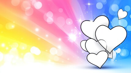 Colorful Hearts Bokeh Background Romantic Illustration