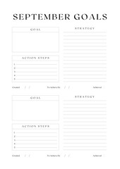Monthly Goals Planner Template | Elegant Minimalist Productivity Planner - Monthly Goals Planner Template  (4)