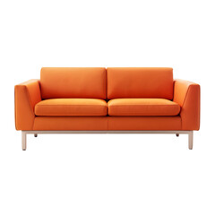 Fototapeta premium Modern orange sofa isolated on transparent background