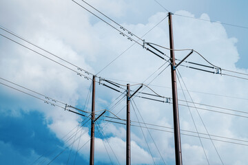 Fototapeta premium Power Lines, Cloudy Sky, North Carolina