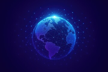 Fototapeta premium Global network digital earth connections abstract futuristic concept global connectivity