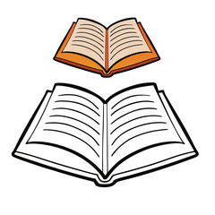 An open book coloring page featuring blank pages ready for creativity, symbolizing knowledge, learning, and imagination — perfect for students, readers, and artists.
