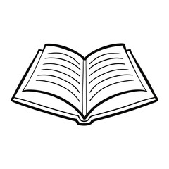 An open book coloring page featuring blank pages ready for creativity, symbolizing knowledge, learning, and imagination — perfect for students, readers, and artists.
