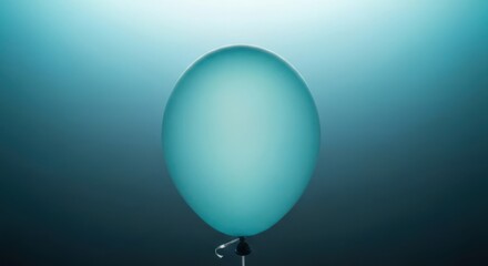 Mysterious blue egg-shaped object floats in deep dark blue underwater ocean abyss