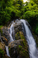 A gorgeous waterfall captured in long exposure, Punjaban Waterfall, national park, Ranong, Thailand.