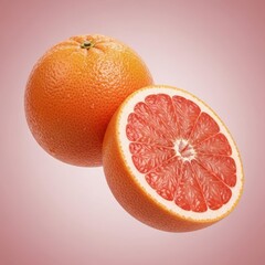 Fresh ripe grapefruit cut in half showing juicy segments healthy citrus fruit food photography