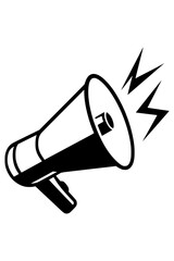Dynamic megaphone broadcasting urgent announcement with bold sound waves for impactful communication