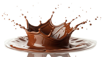 Chocolate splash on transparent background, a delicious and sweet dessert