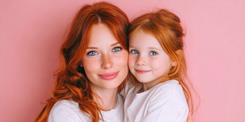 Stunning mother with vibrant red hair shares a tender, joyful moment with her adorable young daughter, embodying warmth and connection in a beautiful, everyday scene.