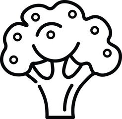 Line art simple icon of broccoli, healthy food vector. Simple line art broccoli icon isolated on transparent background, healthy food