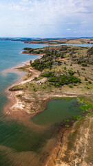 Represa Lago Lagoa Paranapanema Água Paisagem Praia Prainha Piraju Interior São Paulo Brasil Natureza Litoral Doce Verão Turismo Viagem Beira Água Cênico Tropical Horizonte Azul Reflexo Costeira