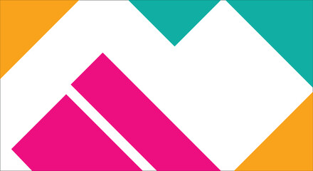 Modern Abstract Geometric Background with Dynamic Shapes in Bright Pink, Teal, and Orange on White