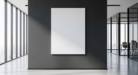 High-End Architectural Space with Window Shadows and Blank Frame