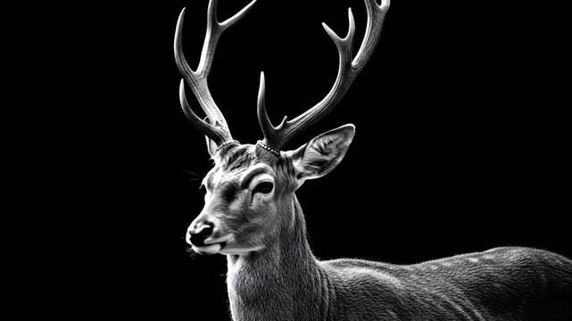 Elegant deer moves gracefully on black, capturing wild nature's essence