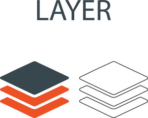 Layer Line art icons. It contains a 3D printer, modeling, filament, additive manufacturing, and more. Solid vector icons collection.