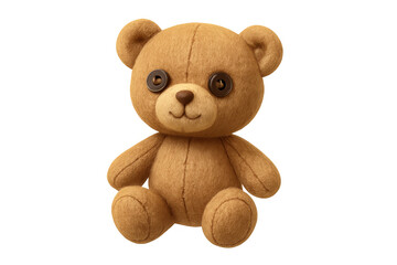 Obraz premium Teddy bear brown plush toy sitting, symbolizing childhood, comfort, innocence, and happiness with transparent background