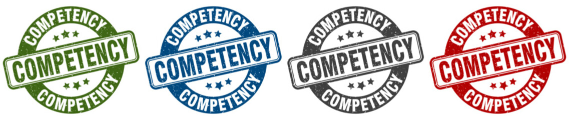 competency stamp. competency round stamp set isolated on white background