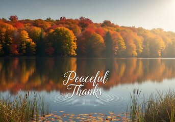 Peaceful Thanksgiving by the lake during peak fall foliage offers serene autumn vibes and feelings