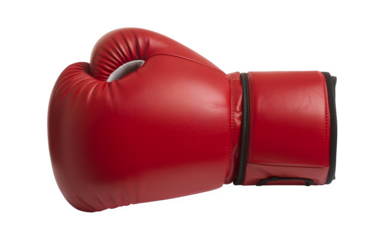 Red boxing glove isolated on transparent background — symbol of strength, sport, and determination; perfect for fitness, competition, and athletic design themes