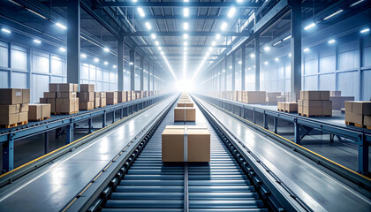 Navigating the Black Friday Rush Conveyor Belt Automation in a High-Tech Distribution Center for Seamless Order Fulfillment and Logistics Efficiency