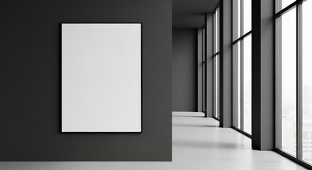 Modern Minimalist Gallery Interior with Blank Art Display