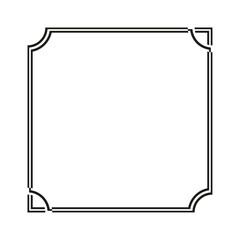 Ornate Black Square Frame with Rounded Corners Vector Illustration