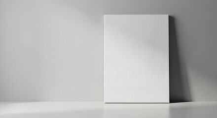 Blank Vertical White Canvas Mockup Leaning on Light Gray Wall