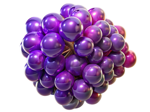 Abstract Purple Sphere Cluster on Black Background Conceptual Design Illustration