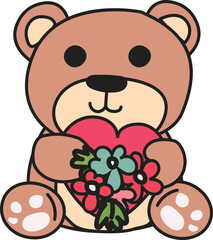 Teddy bear holding flower gift cute valentine style