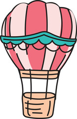 Hot air balloon with hearts for love and romance concept