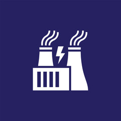 Power plant icon representing energy production, electricity generation, and industrial power for technology, renewable energy, and eco-friendly projects.