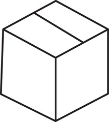 Cube Outline Box Package Container Abstract Shape Geometric Form Isometric Perspective Open Top Gift Simple Icon Warehouse Design 3D Block