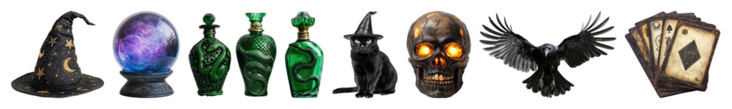 PNG Mystical objects for magical rituals, element set on transparent background