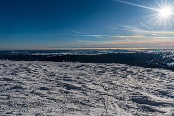 Obraz premium View from Praded hill in winter Jeseniky mountains in Czech republic