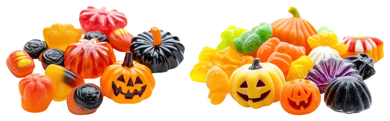 PNG Colorful Halloween candy assortment, element set on transparent background