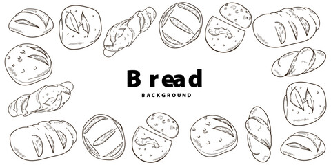 Bread background vector illustration in hand drawn design. isolated on white background