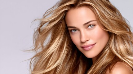 Fototapeta premium Beautiful woman with long flowing blonde hair